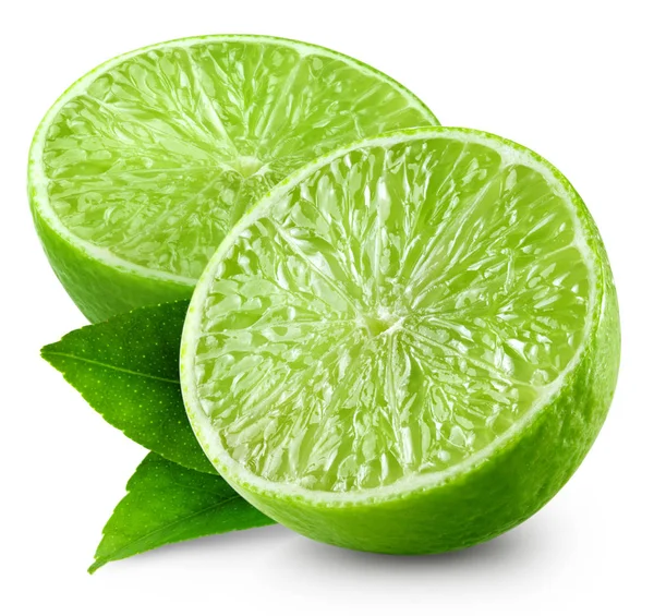 Limes met blad geïsoleerd — Stockfoto