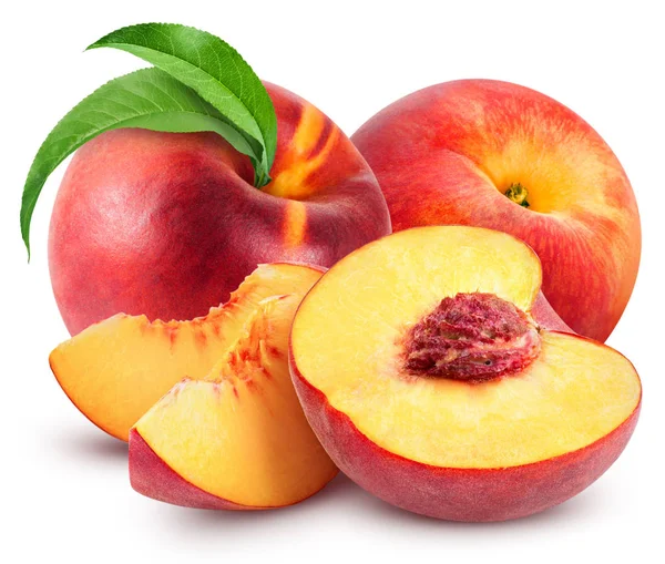 Pfirsichfrüchte isoliert — Stockfoto