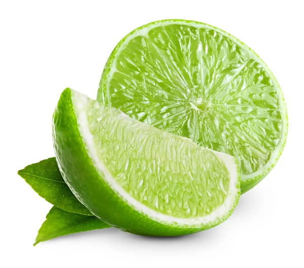 Limes with leaf isolated — Stock Photo, Image