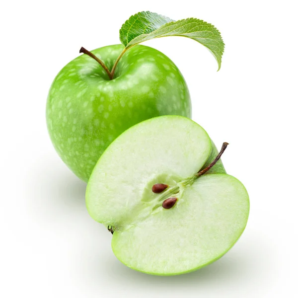 Pomme verte avec feuille — Photo