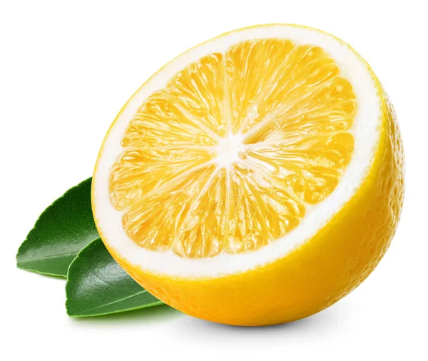Лимонна половина з листям — стокове фото