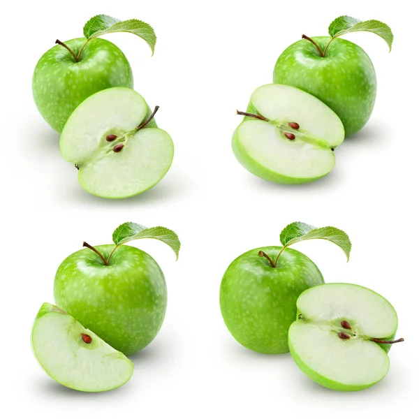 Zielone jabłko kromka kolekcji — Zdjęcie stockowe