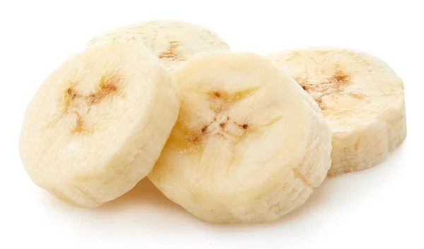 Изолированные банановые ломтики — стоковое фото