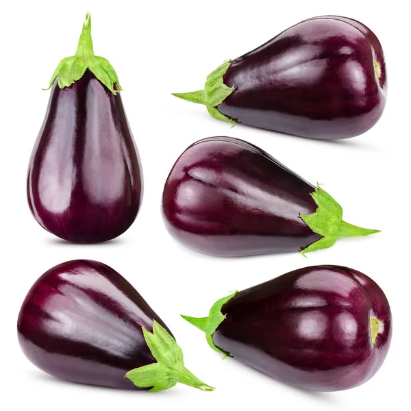 Aubergine collectionon wit — Stockfoto