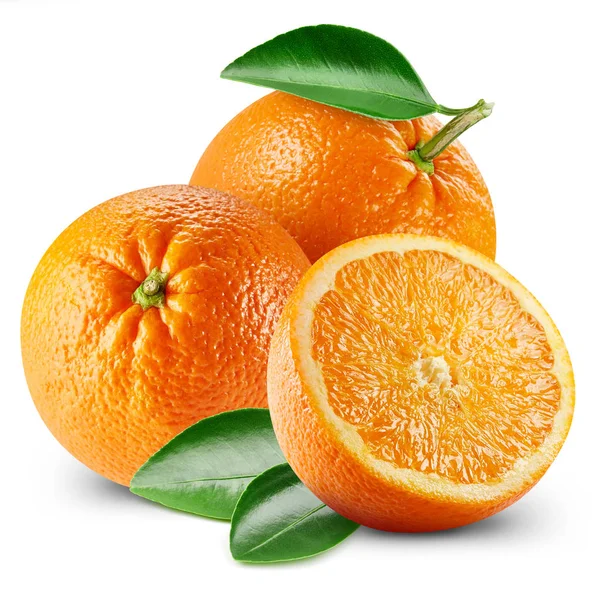 Oranje vruchten met blad — Stockfoto