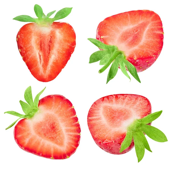 Erdbeere halb isoliert — Stockfoto