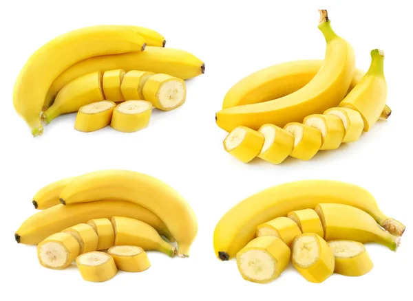 Kilka bananów na białym tle — Zdjęcie stockowe