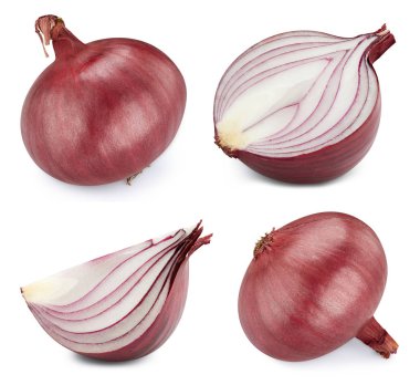 Beyaz arkaplanda soğan koleksiyonu izole edildi
