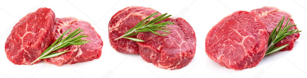 Beef steak collection isolated on white