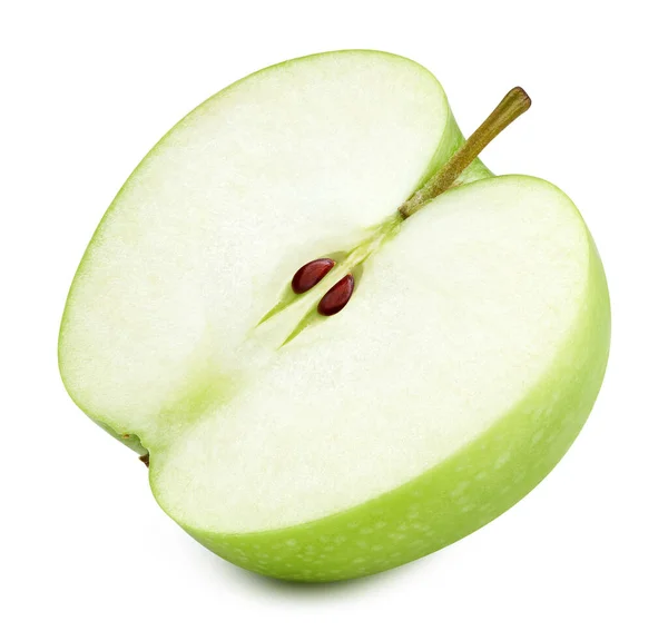 Uma fatia de maçã verde madura isolada em branco — Fotografia de Stock