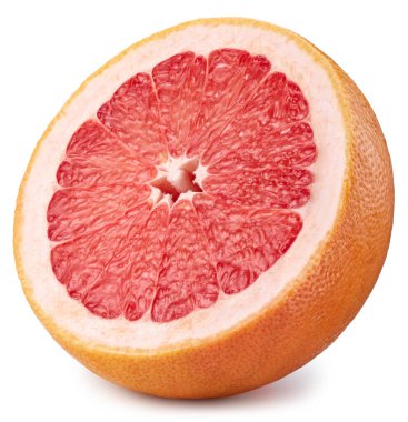 Beyaz arkaplanda izole edilmiş greyfurt dilimi