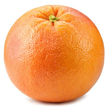 Beyaz arkaplanda greyfurt izole edilmiş. Olgun taze greyfurt kesme yolu.