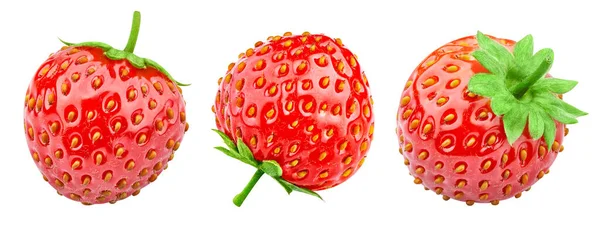 Erdbeere Isoliert Auf Weißem Hintergrund Erdbeerfruchtschneidepfad Erdbeere Makrostudio Foto — Stockfoto