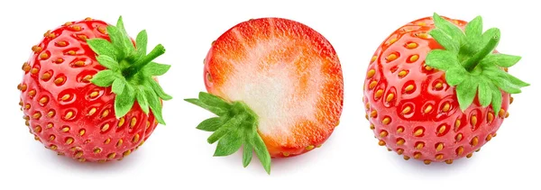 Strawberry Collection Fresh Organic Strawberry Isolated White Background Grapefruit Macro — Stock Photo, Image