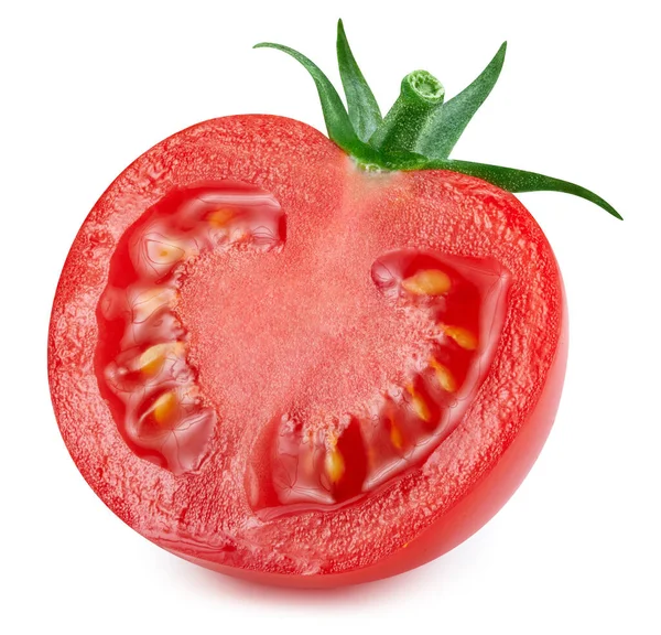 Tomaat Half Geïsoleerd Witte Achtergrond Tomatengroentepad Tomaat Macro Studiofoto — Stockfoto