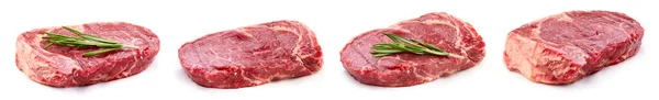 Chiudere Gruppo Bistecche Isolate Sullo Sfondo Bianco Raccolta Bistecca Steak — Foto Stock