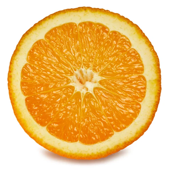Apelsinfrukt Orange Skiva Isolerad Vit Bakgrund Orange Med Klippbana — Stockfoto