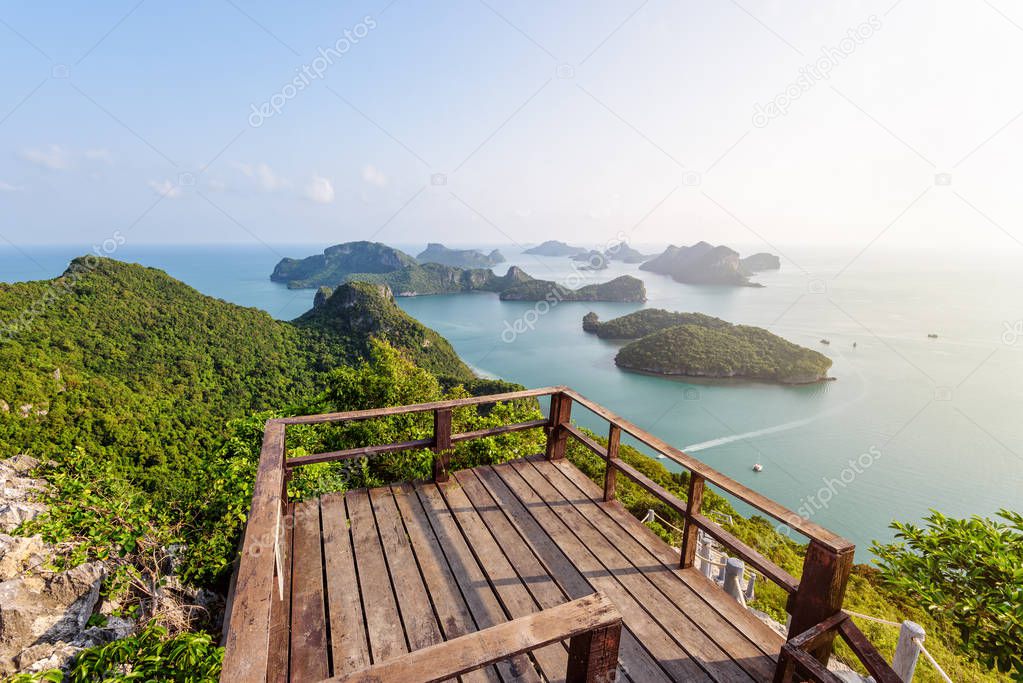 Podium viewpoint on peak mountain