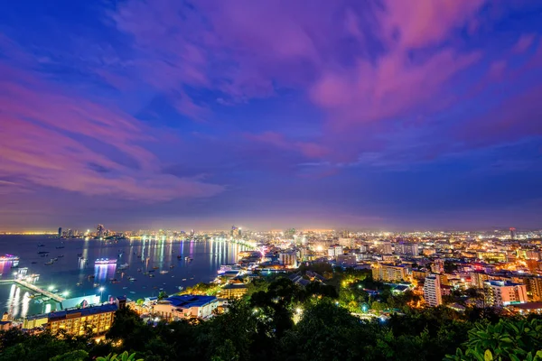 Pattaya City at night scene landmark in Thailand — Stock Photo, Image
