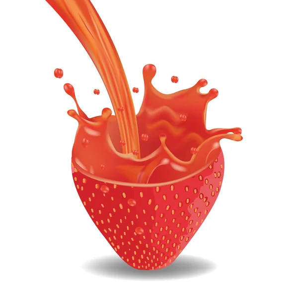 Erdbeersaft Spritzt Illustration — Stockvektor