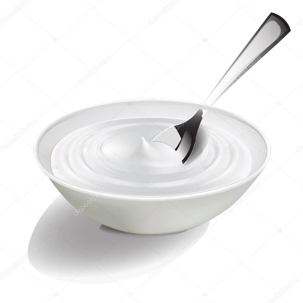 Yogurt and spoon vector art