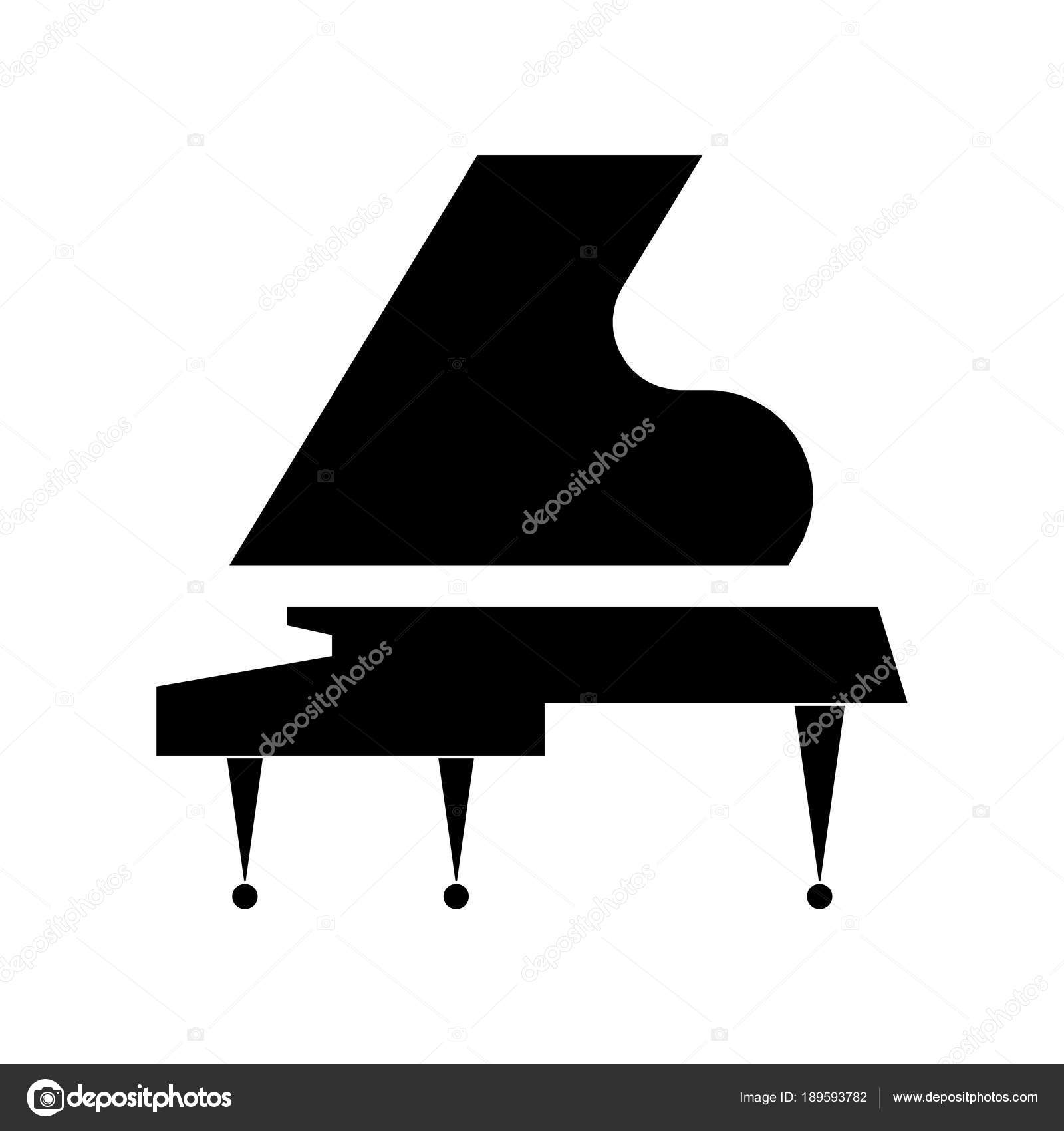 白い背景の上に様式化された黒いグランド ピアノ ベクトル フラットなデザイン ストックベクター C Infobond