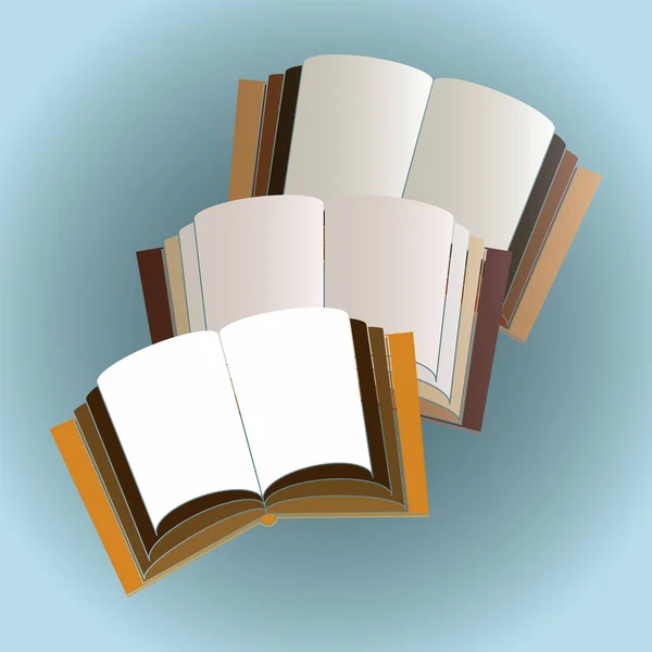 A set of open books hardcover on a light blue background. Vector illustration. — Stock Vector