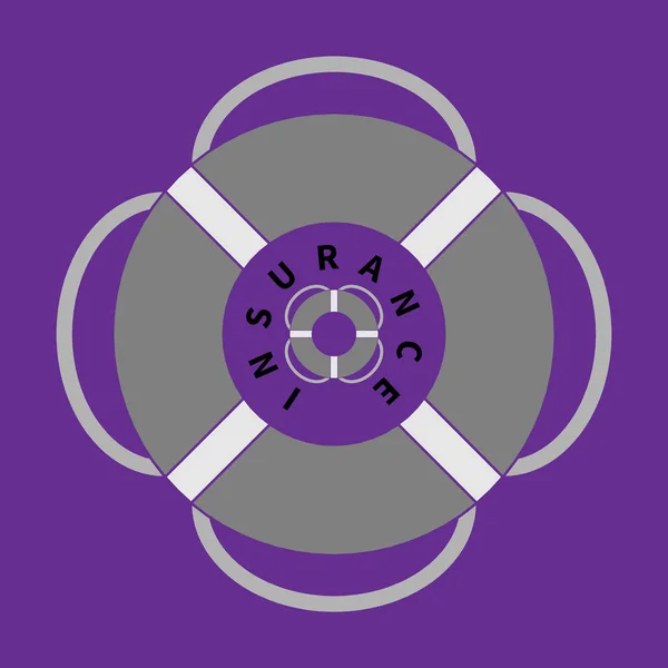 Rettungsring mit einem Seil auf violettem Hintergrund. Symbol für Rettung, Pflege und Versicherung. Vektorflache Bauweise. — Stockvektor