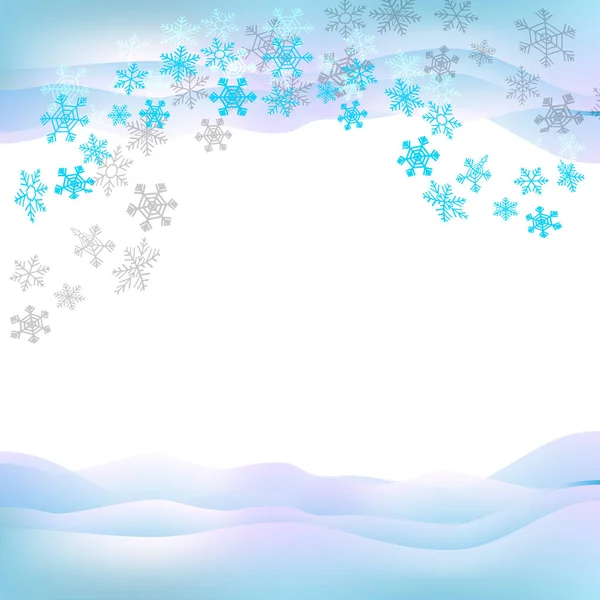 Xmas vektor dengan awan, kepingan salju dan snowdrifts Stok Ilustrasi 