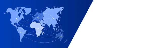 Banner de comunicação branco azul com mapa do mundo — Vetor de Stock