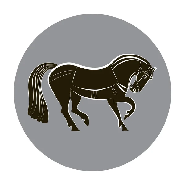 Caballo Blanco Negro Silueta Caballo Carreras Aislada Elegante Caballo Contorno — Vector de stock