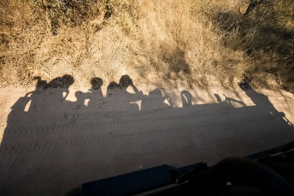 Sombra Vehículo Safari Turistas Una Reserva Caza Sudafricana — Foto de Stock