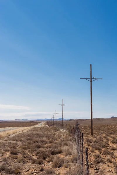 Pohled Pouštní Krajina Polní Cestu Ovce Chov Karoo Jižní Afrika — Stock fotografie