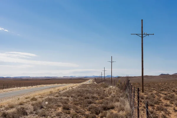 Veduta Paesaggio Desertico Con Una Strada Sterrata Allevamento Pecore Nel — Foto Stock