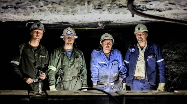 Northern Province South Africa 2011 Caucasian Coal Miners Working Underground — Stock Photo, Image