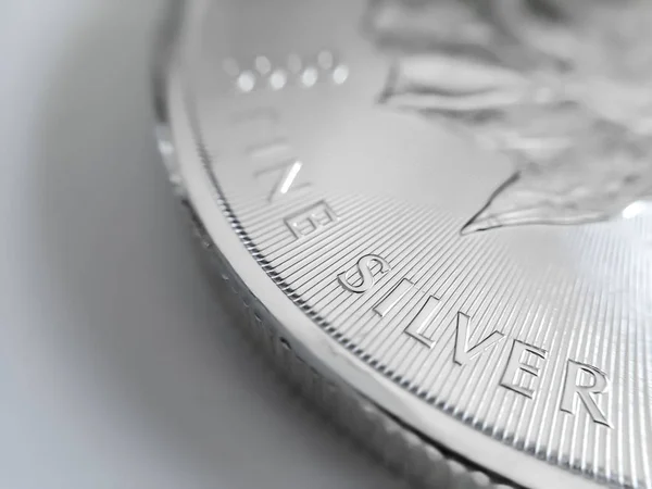 Makro Zblízka Pure Silver Bullion Mince — Stock fotografie