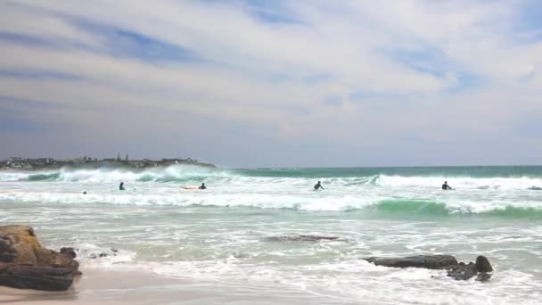 Кейптаун Юар Ноября 2019 Года Молодые Туристы Учатся Серфингу Школе — стоковое видео