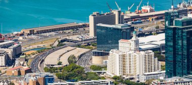 Cape Town Liman ve Central Business Dist 'in yüksek görünümü