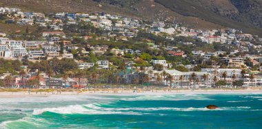 Cape Town Güney Afrika 'daki Kamp Koyu Sahili ve Masa Dağı