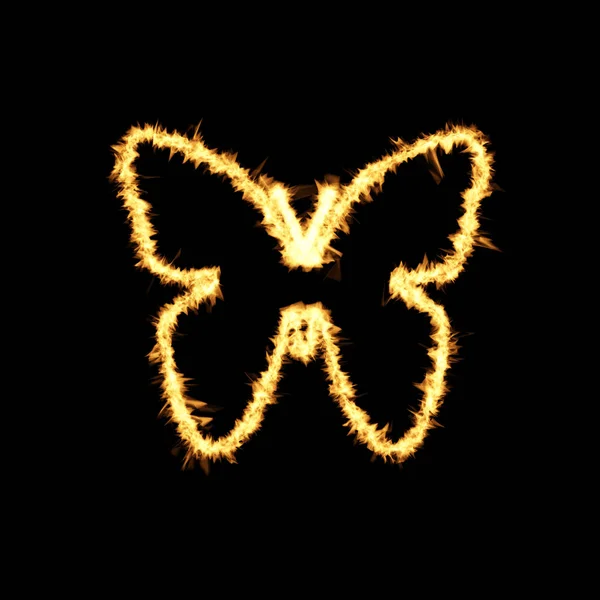 Yellow Burning Flames Effect on Butterfly outline