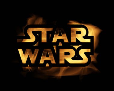 Yıldız Savaşları Simgesi Logosunda Blac 'a karşı Sarı Yanan Alevler Efekti