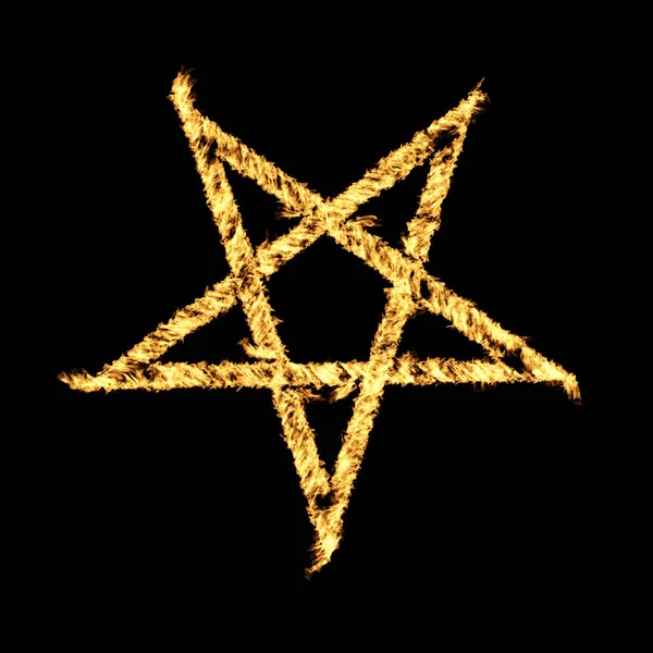 Burning Flames Effect on a Pentagram Symbol