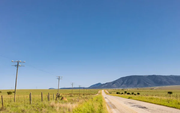 Vista Una Carretera Campo Vacía Región Sudáfrica Farmland —  Fotos de Stock