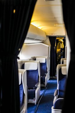 Lüks bir jet uçağındaki Boş Uçak biletlerinin iç görüntüsü.