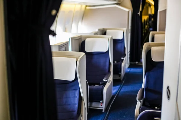 Interiör Bild Tomma Flygplanssäten Ombord Lyx Jet Liner — Stockfoto