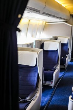 Lüks bir jet uçağındaki Boş Uçak biletlerinin iç görüntüsü.