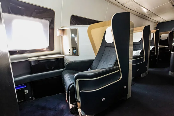 Lüks bir jet uçağındaki Boş Uçak biletlerinin iç görüntüsü.