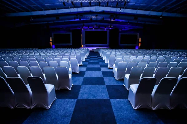 Rows Empty Chairs Large Conference Hall Corporate Convention Lecture — Stock Photo, Image