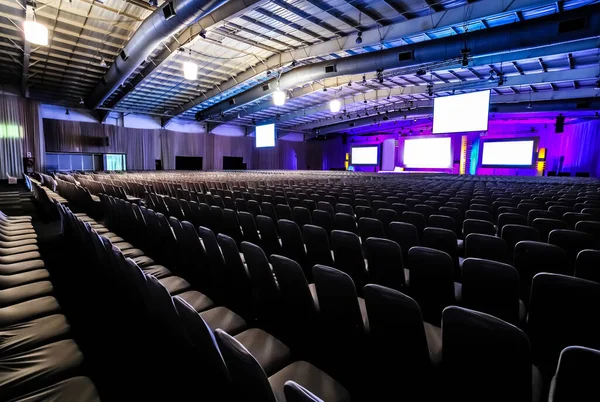 Rows Empty Chairs Large Conference Hall Corporate Convention Lecture — Stock Photo, Image