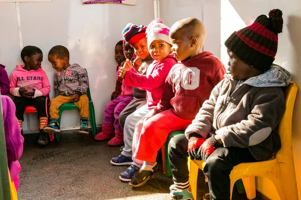 Soweto South Africa July 2016 Young African Prechool Kids Kindergarten — стоковое фото